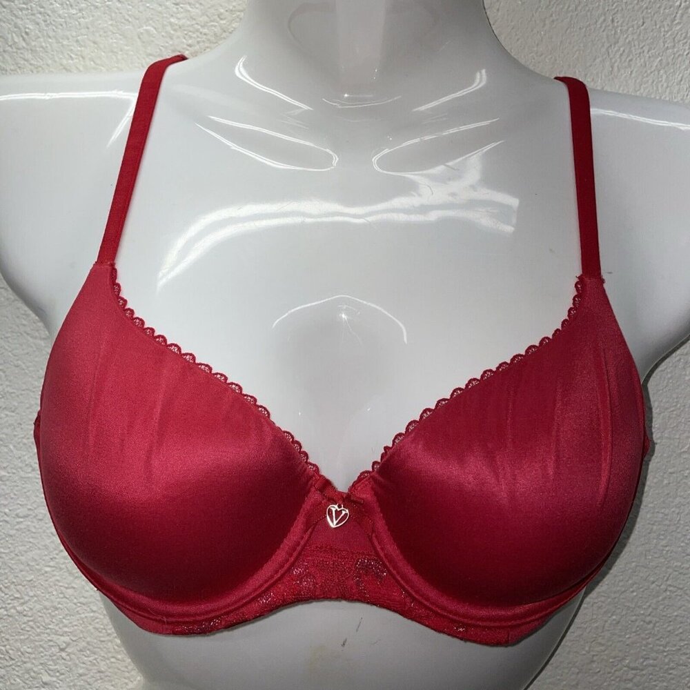 Victoria's Secret Underwire Lined Demi Bra Size 34B Lightly Padded Red GUC